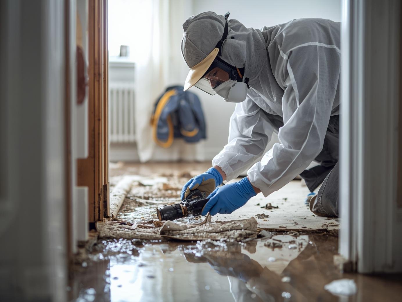 Water Damage Professional person working